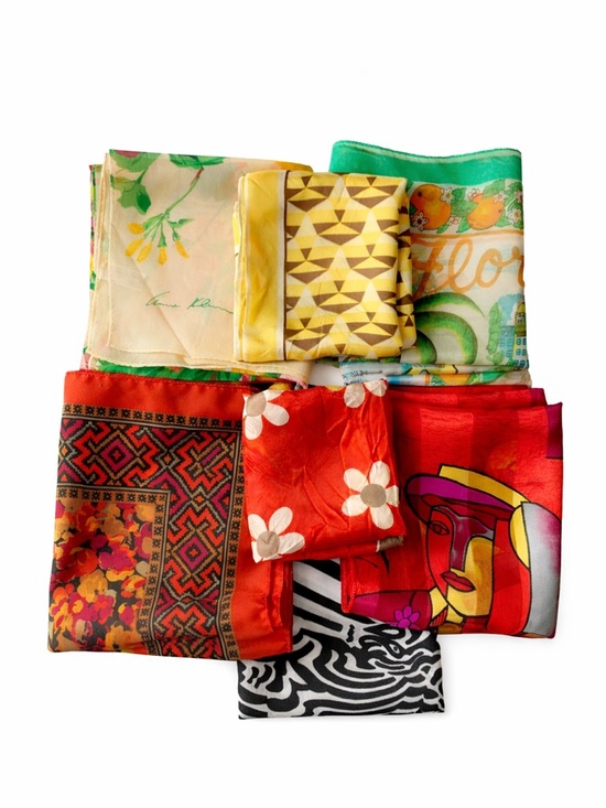Vintage Accessories - Vintage Bundle of 7 Multicolore Scarf Floral Geometric